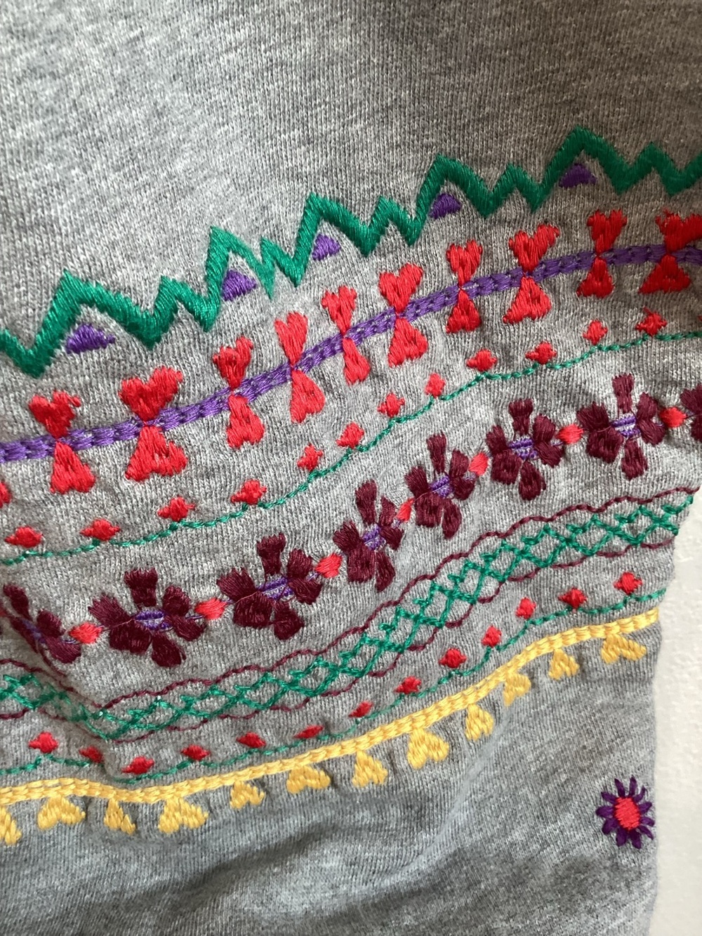 🏜️Anthropologie Embroidered Pullover Sweatshirt Pilcro New Grey XL Landscape - Picture 11 of 14